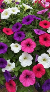 🌿 باتونيا مكس ألوان – Petunia الاسم العلمي: Petunia × hybrida من أسمائها المتداولة: باتونيا – بتونيا – باتونيا مكس ألوان – زهرة البتونيا – Petunia – Garden Petunia – Hybrid Petunia