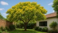 – African Wisteria Tree – Weeping Wattle – African Fever Treeمن أسمائها المتداولة: بيلتوفوروم أفريقي – شجرة الوستيريا الأفريقية